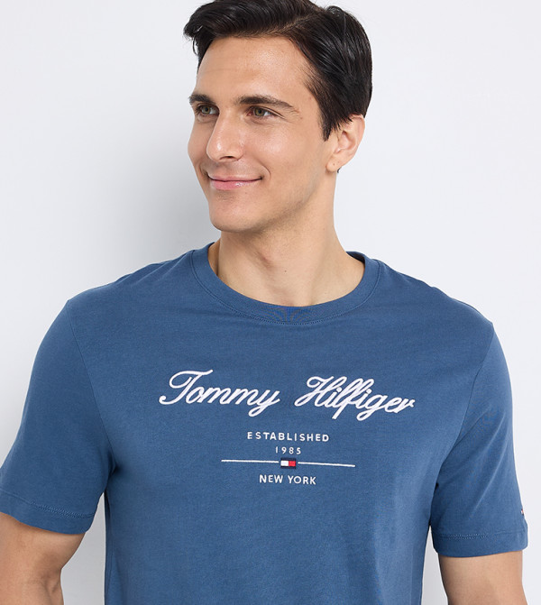تومي هيلفيغر تومي هيلفيغر - أزرق Round Neck T-Shirts