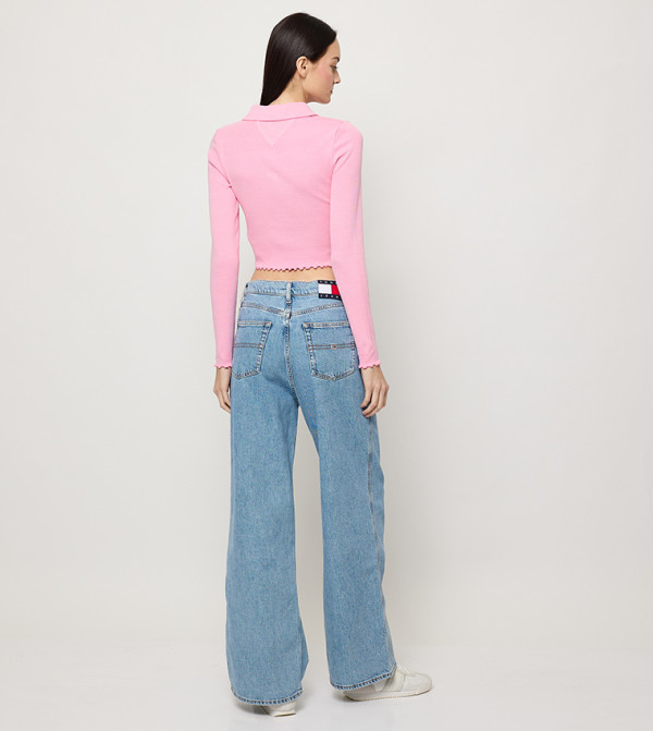 تومي جينز  توبات قصيرة - وردي Cropped Tops