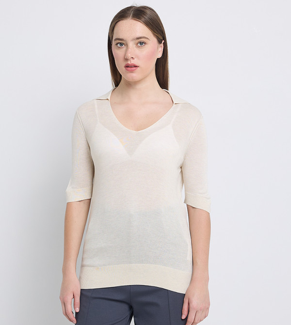كالفين كلاين  بلوزات - كريمي  Casual Tops