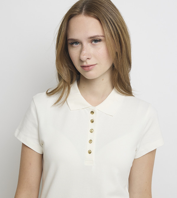 Tommy Hilfiger  T-Shirts - Ivory Polo T-shirts