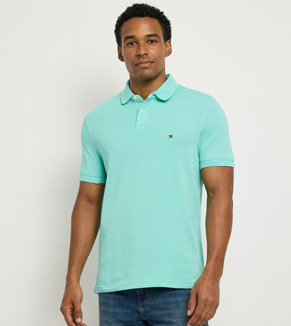 Tommy Hilfiger textured-neutral-linen - Green Polo T-shirts