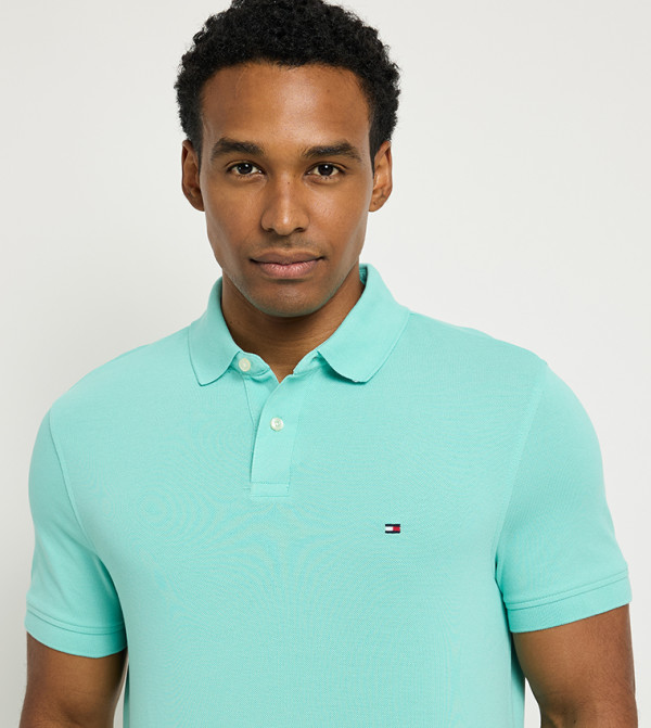 Tommy Hilfiger textured-neutral-linen - Green Polo T-shirts