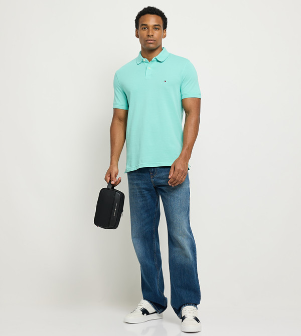 Tommy Hilfiger textured-neutral-linen - Green Polo T-shirts