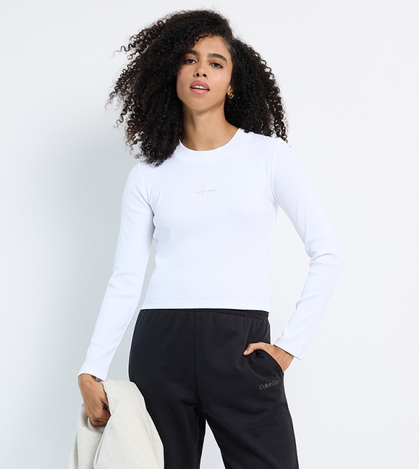 Calvin Klein Jeans  Clothing - White Long Sleeve T-Shirts