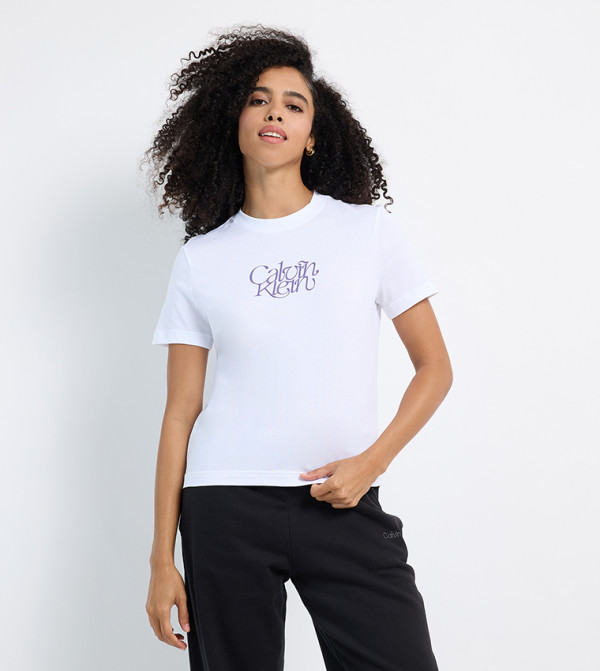 Calvin Klein Jeans Casual T-Shirts - White Short Sleeve T-Shirts