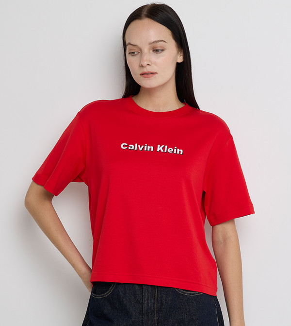Calvin Klein Jeans Clothing - Red Short Sleeve T-Shirts