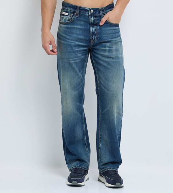 كالفن كلاين جينز  ملابس - أزرق Straight Jeans