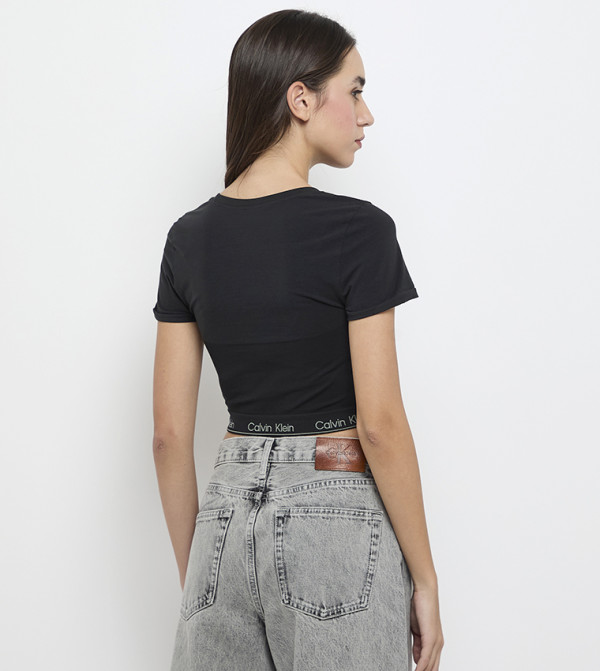 كالفين كلاين  توبات قصيرة - أسود Cropped Tops