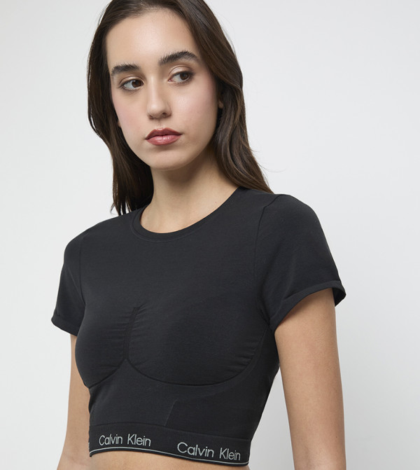 كالفين كلاين  توبات قصيرة - أسود Cropped Tops