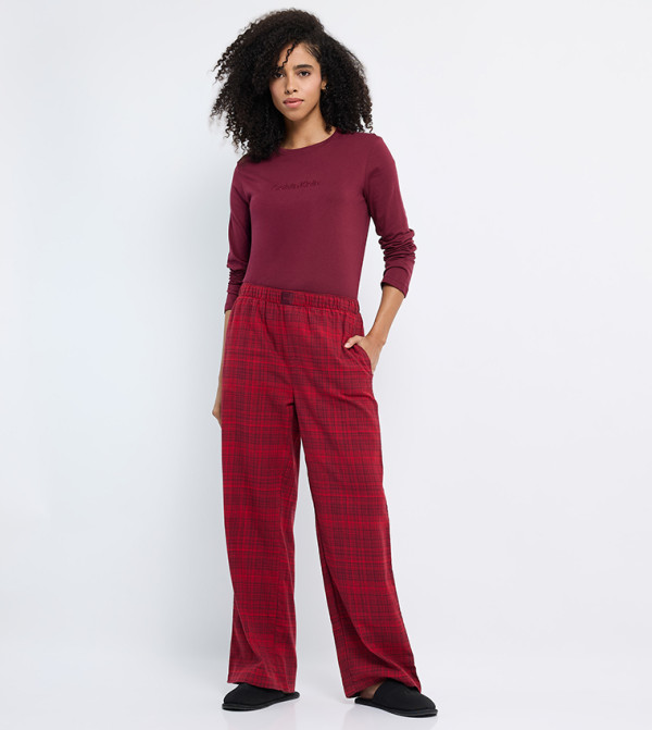 كالفين كلاين  checkered-plaid-w - أحمر Pyjama Set