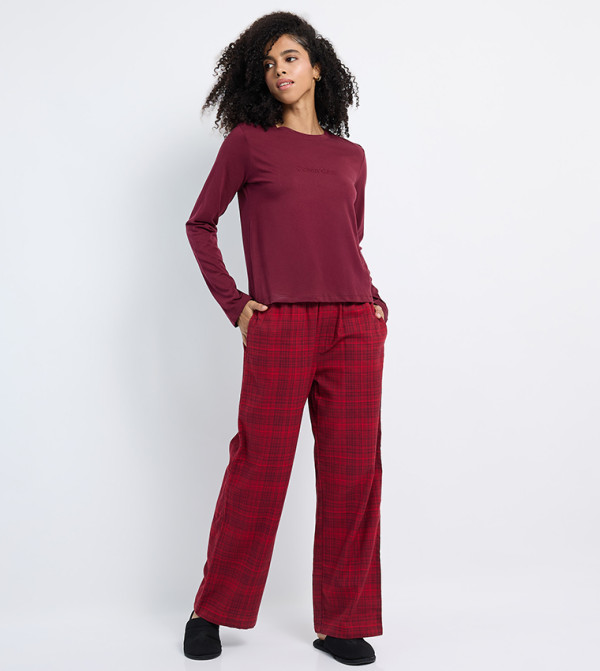 كالفين كلاين  checkered-plaid-w - أحمر Pyjama Set
