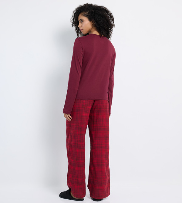 كالفين كلاين  checkered-plaid-w - أحمر Pyjama Set