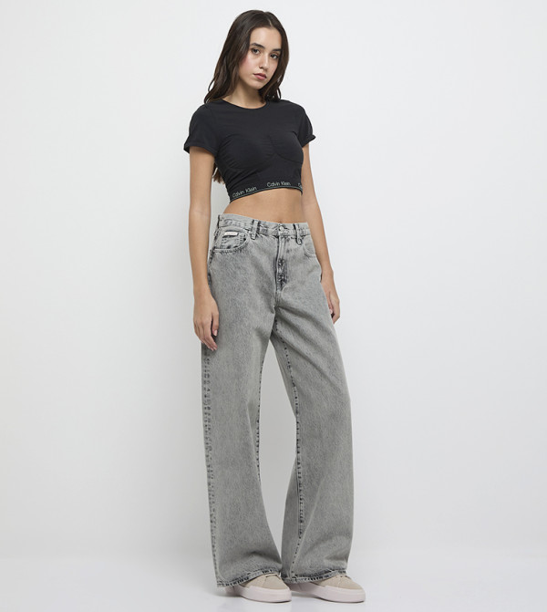 كالفين كلاين كالفين كلاين - رمادي Wide Leg Jeans
