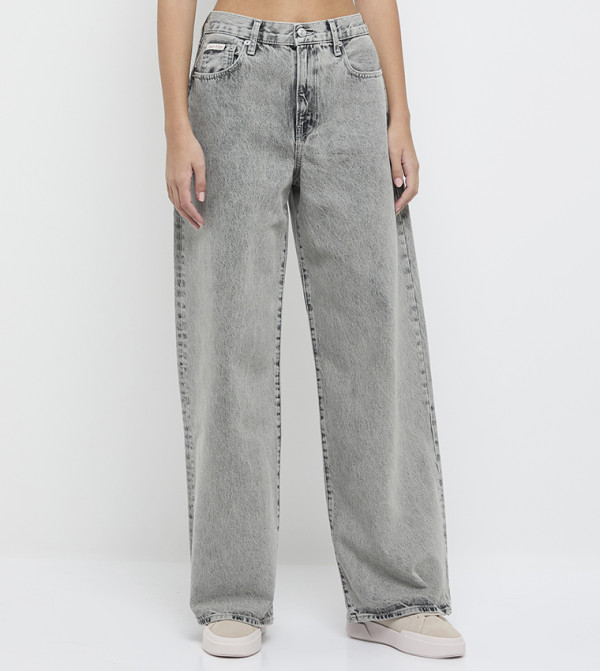 كالفين كلاين كالفين كلاين - رمادي Wide Leg Jeans