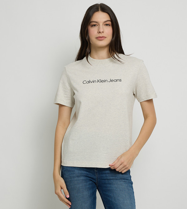 Calvin Klein  Clothing - Beige Short Sleeve T-Shirts
