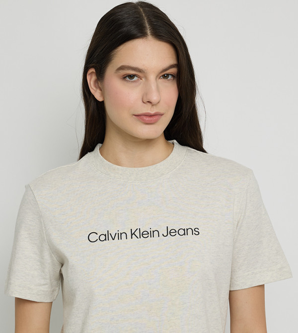 Calvin Klein  Clothing - Beige Short Sleeve T-Shirts