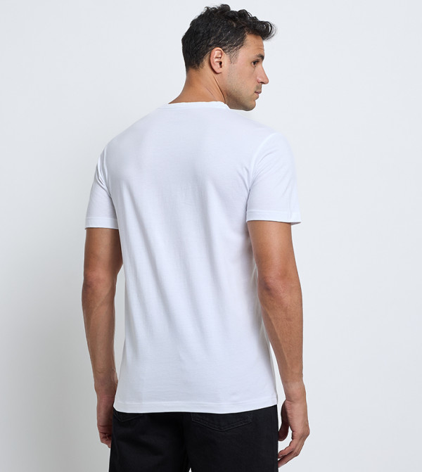 كالفين كلاين  ملابس - أبيض Round Neck T-Shirts