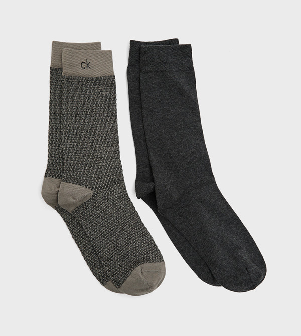 كالفين كلاين  جوارب لنصف الساق  - رمادي Calf Length Socks