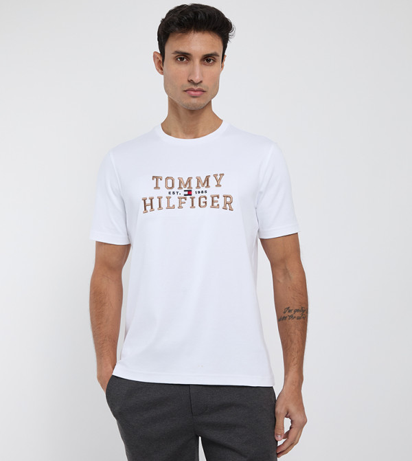 Tommy Hilfiger  - White Round Neck T-Shirts
