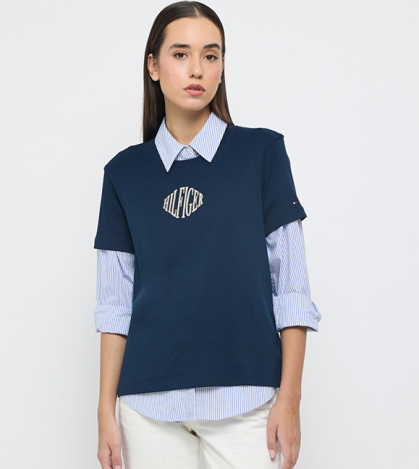 Tommy Hilfiger  T-Shirts - Blue Short Sleeve T-Shirts