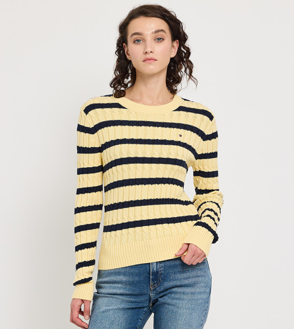 تومي هيلفيغر تومي هيلفيغر - أصفر Round Neck Sweaters