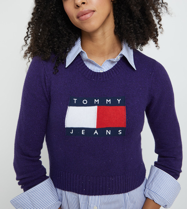 Tommy Jeans TOMMY JEANS - Purple Round Neck Sweaters