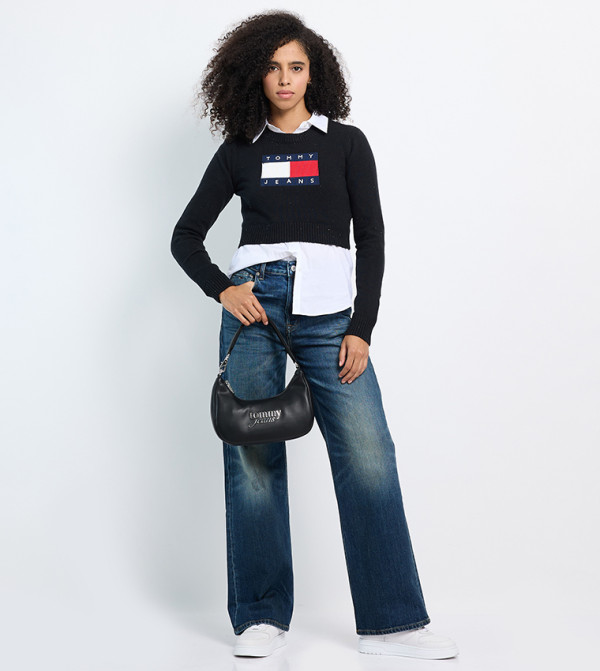 Tommy Jeans TOMMY JEANS - Black Round Neck Sweaters