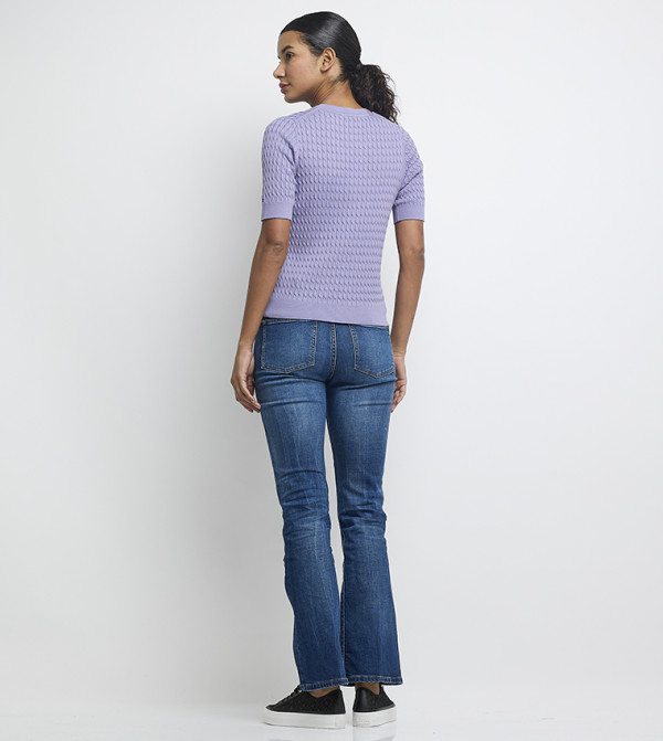 تومي هيلفيغر  سترات - بنفسجي  Round Neck Sweaters