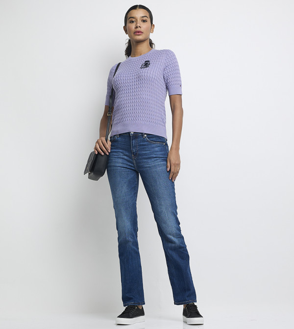 تومي هيلفيغر  سترات - بنفسجي  Round Neck Sweaters