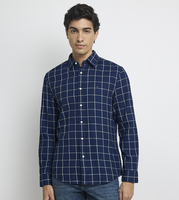 Tommy Hilfiger checkered-plaid-m - Navy Long Sleeves
