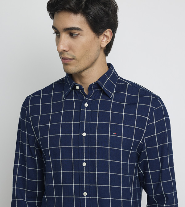 Tommy Hilfiger checkered-plaid-m - Navy Long Sleeves