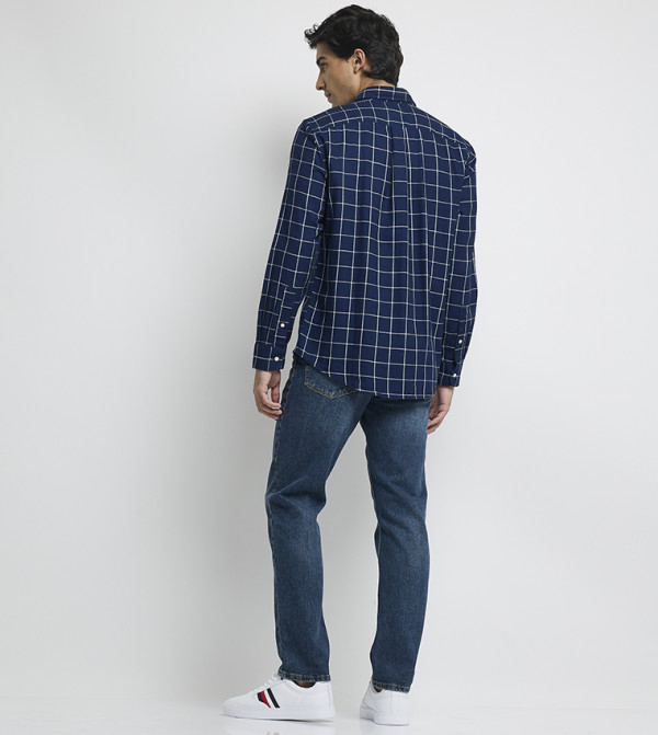 Tommy Hilfiger checkered-plaid-m - Navy Long Sleeves