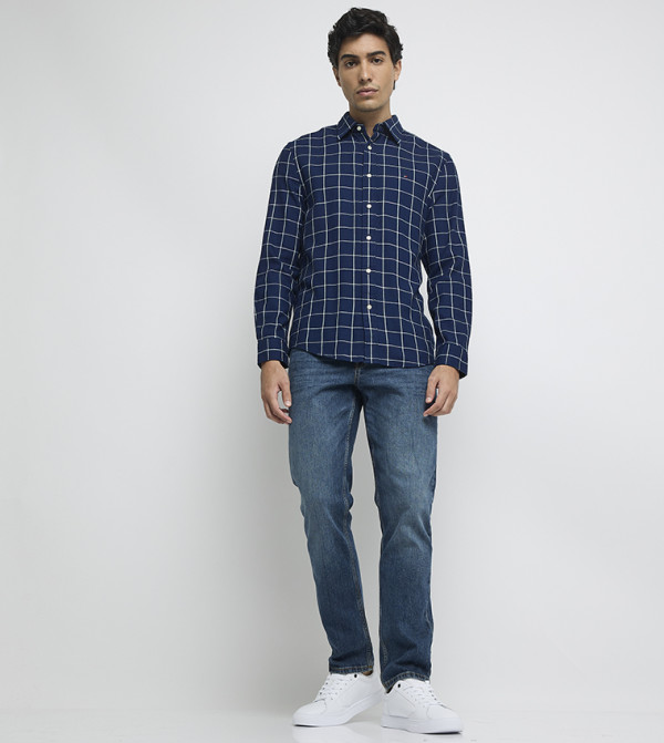 Tommy Hilfiger checkered-plaid-m - Navy Long Sleeves