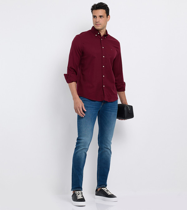 تومي هيلفيغر  colorpop-m - بورغندي Long Sleeves