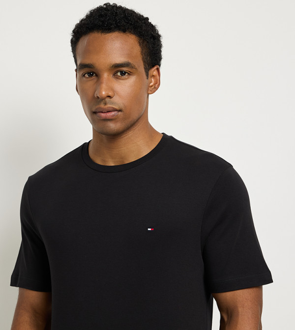 تومي هيلفيغر  ملابس - أسود Round Neck T-Shirts
