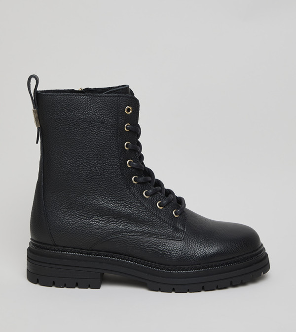 تومي هيلفيغر بوت لمنتصف الساق - أسود Mid Calf Boots