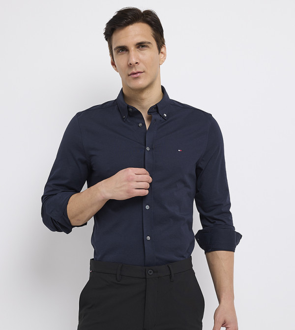 تومي هيلفيغر  قمصان - كحلي مزرق  Long Sleeves