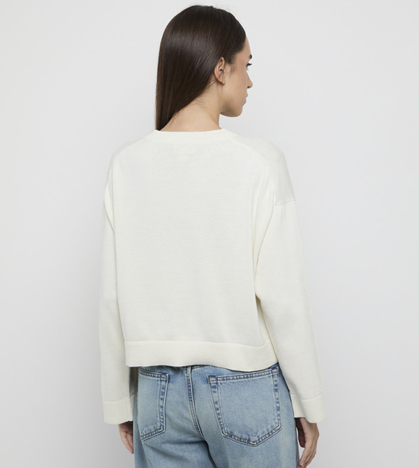 كالفن كلاين جينز كالفن كلاين جينز - أبيض  Round Neck Sweaters