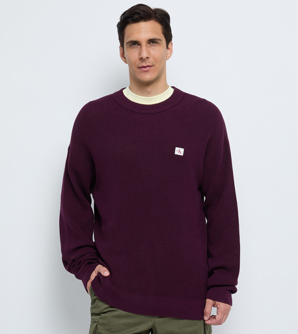 Calvin Klein Jeans Sweaters - Plum Round Neck Sweaters