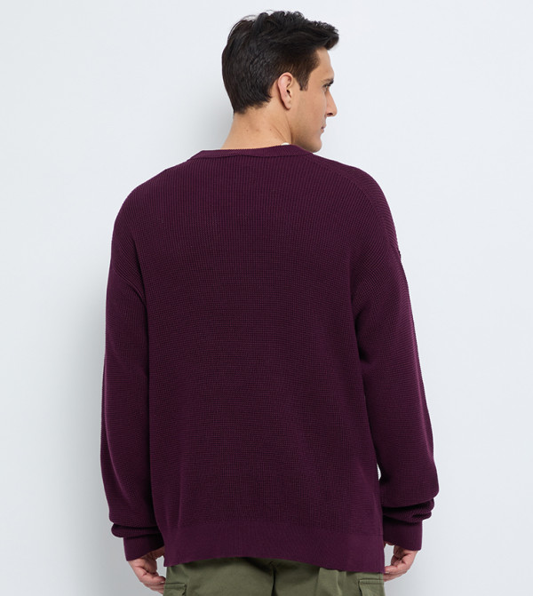 Calvin Klein Jeans Sweaters - Plum Round Neck Sweaters