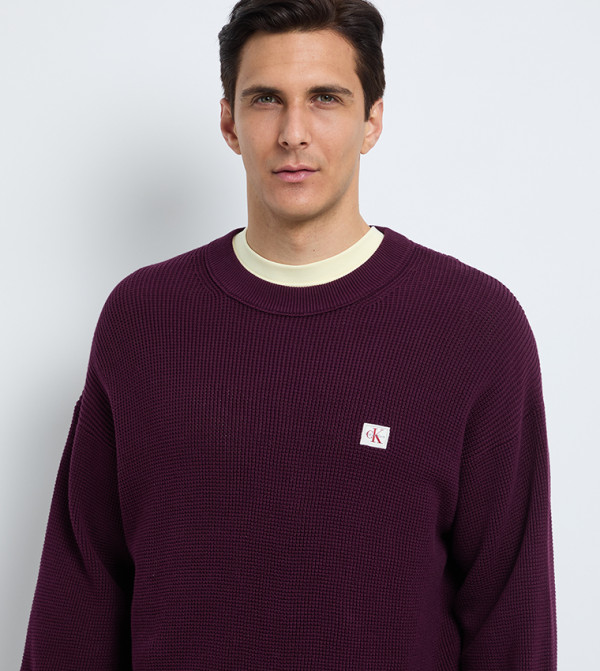 Calvin Klein Jeans Sweaters - Plum Round Neck Sweaters