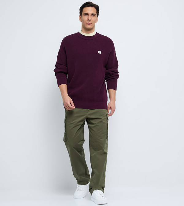 Calvin Klein Jeans Sweaters - Plum Round Neck Sweaters