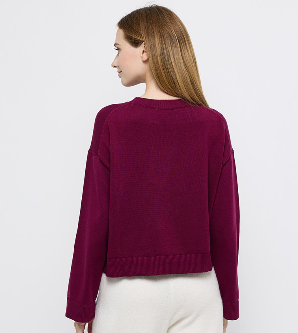 Calvin Klein Jeans  Sweaters & Cardigans - Burgundy Round Neck Sweaters