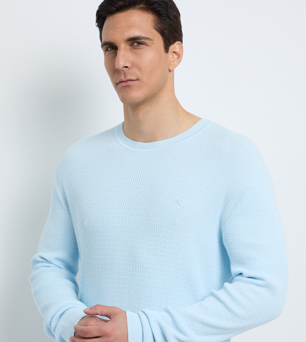 كالفين كلاين كالفين كلاين - أزرق Round Neck Sweaters