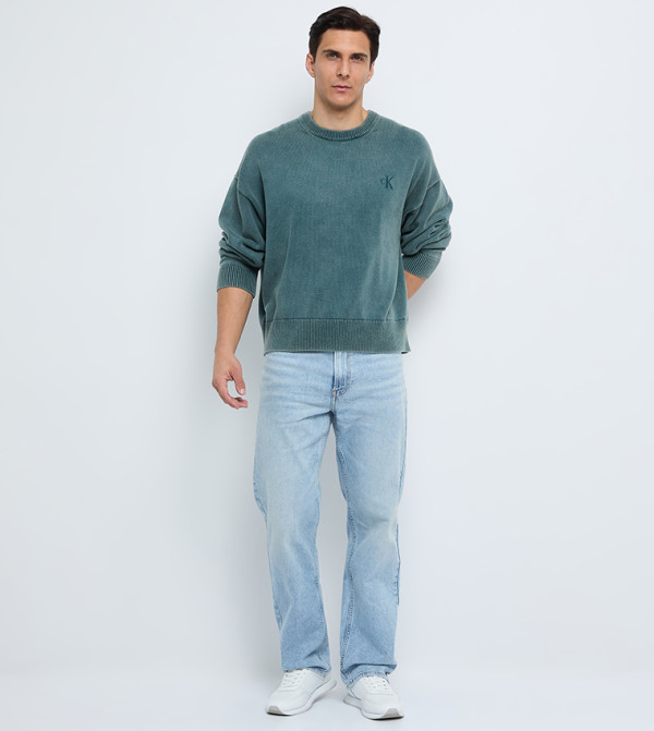 Calvin Klein Jeans  Round Neck Sweaters - Green Round Neck Sweaters