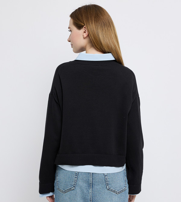 كالفن كلاين جينز  سترات و كارديغانات - أسود Round Neck Sweaters