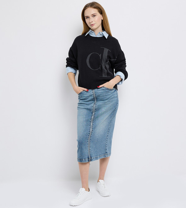 كالفن كلاين جينز  سترات و كارديغانات - أسود Round Neck Sweaters