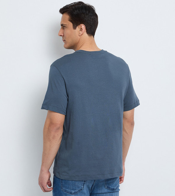 Calvin Klein Jeans  Round Neck T-Shirts - Navy Round Neck T-Shirts