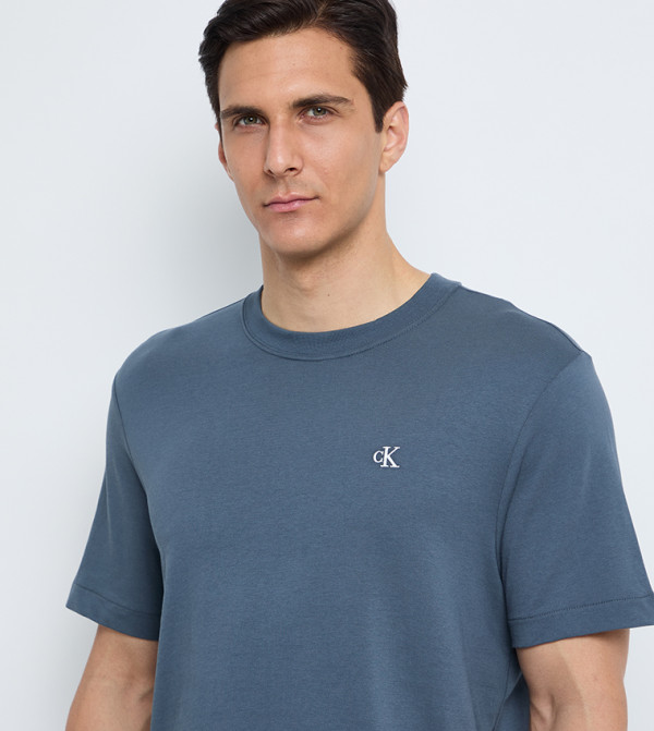 Calvin Klein Jeans  Round Neck T-Shirts - Navy Round Neck T-Shirts