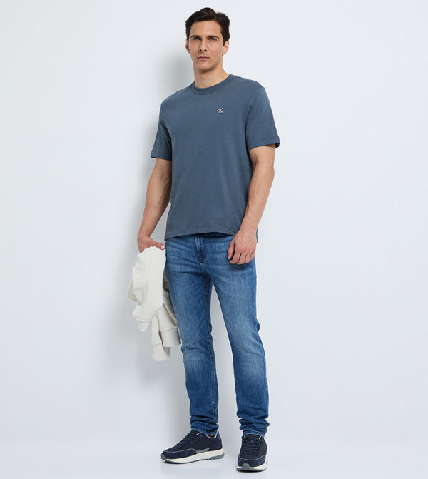 Calvin Klein Jeans  Round Neck T-Shirts - Navy Round Neck T-Shirts